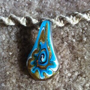 3 Beautiful Glass pendant jute necklaces